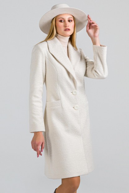 Palton alb elegant cu croi clasic