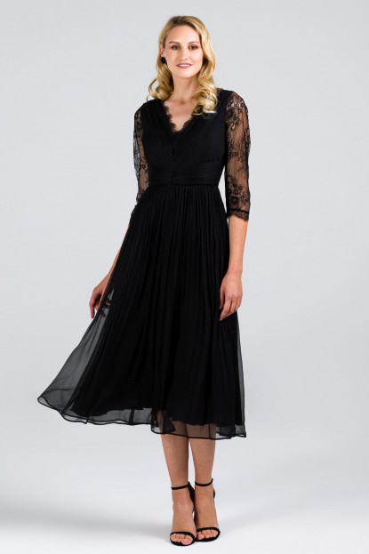 Rochie neagră elegantă din mătase naturală 